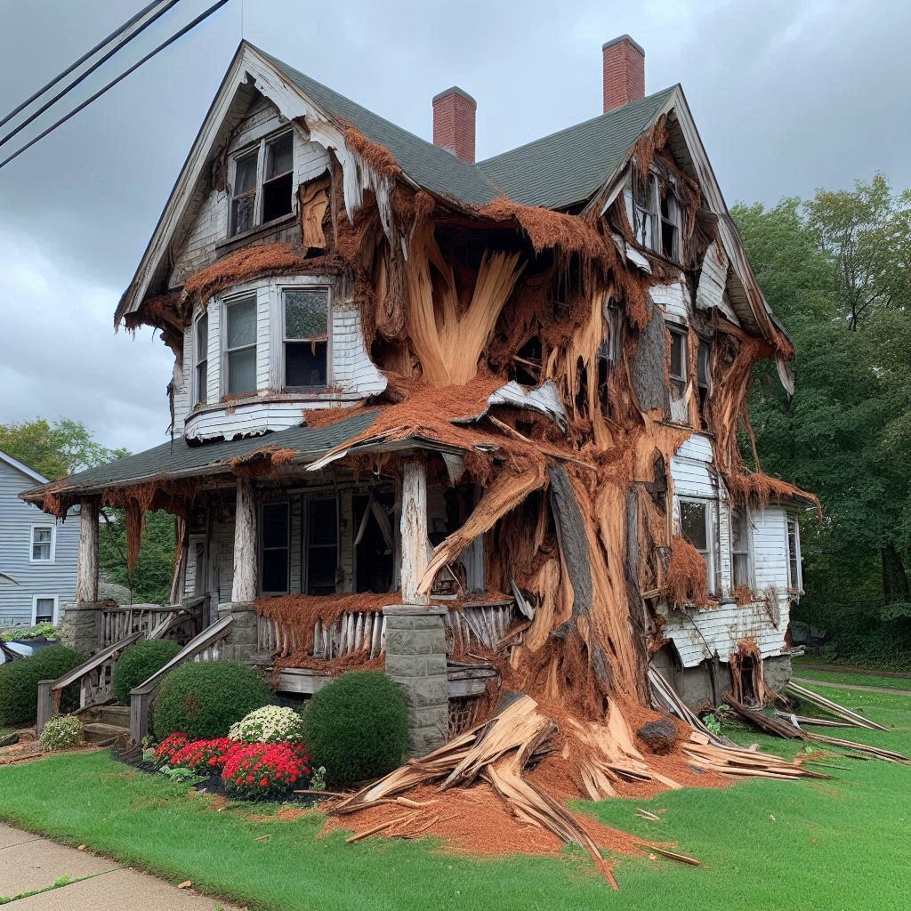 Signs Your Chestnut Hill Home Needs a Tree Inspection Damaged tree on an Chestnut Hill home showing signs of disease and decay